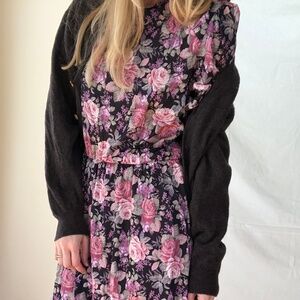 VINTAGE floral midi dress